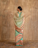 Golden Zari Pinstripe Saree Kora