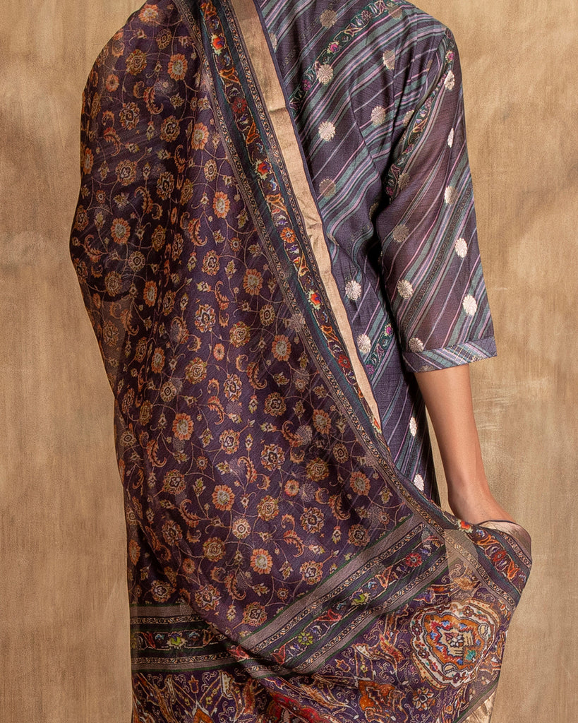 Handwoven Magenta Chanderi Silk Suit Piece – Resham - House Of Silk