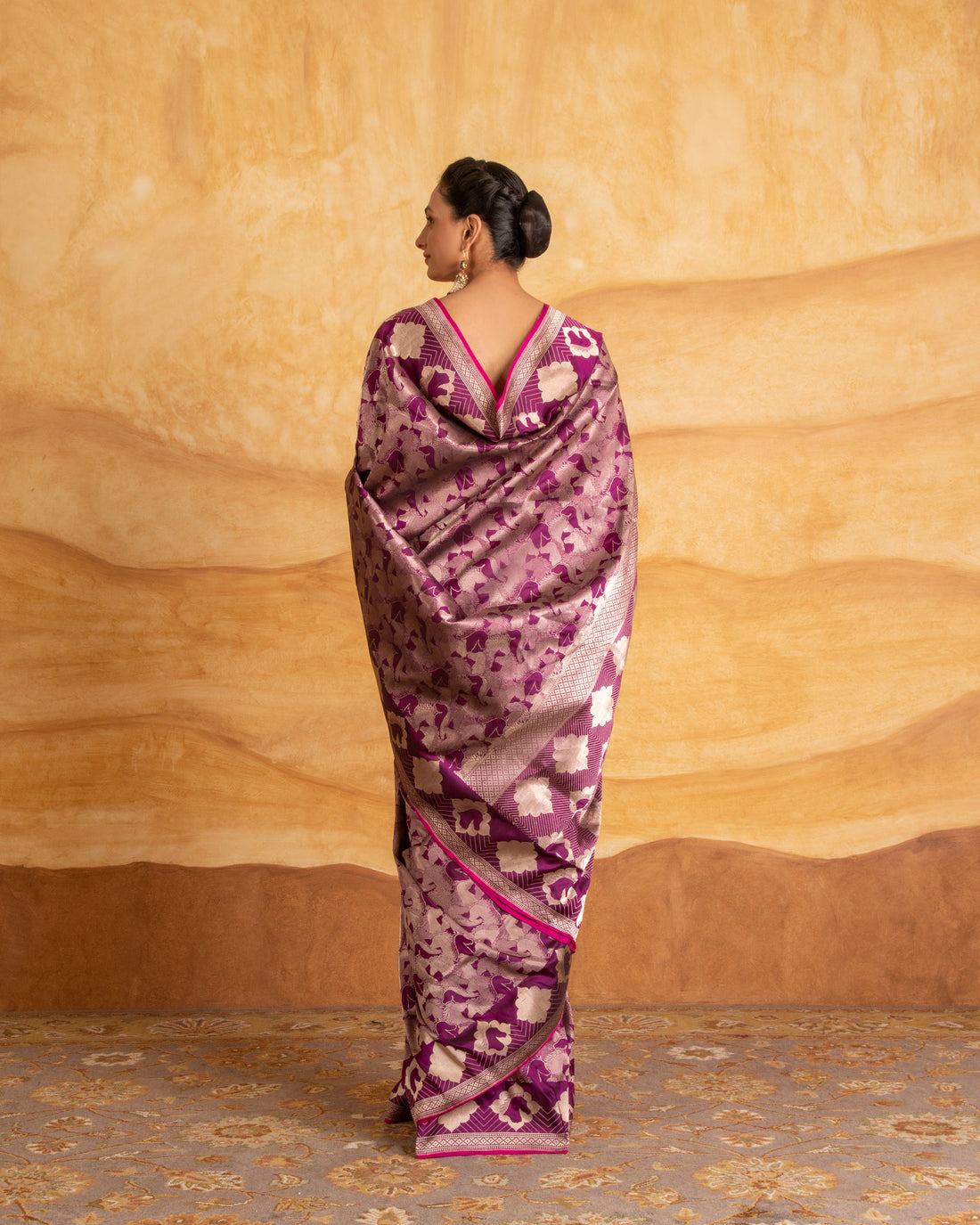 Handwoven Ashwa Jaal Silk Saree | Purple & Silver