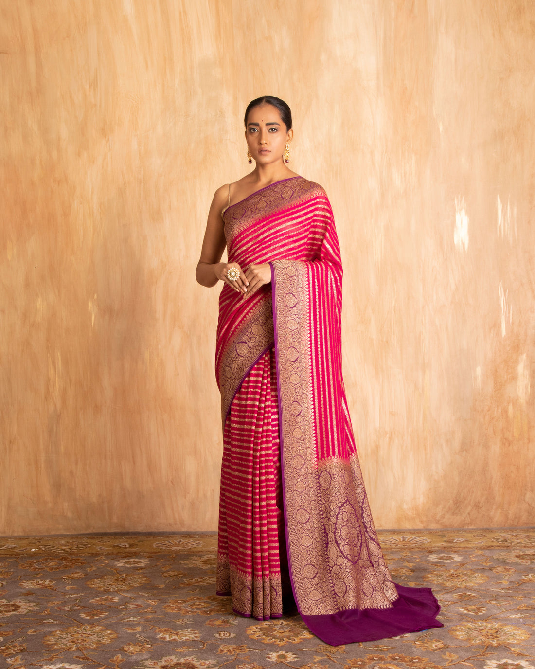 Nitya Zari Stripe Weave Saree Georgette