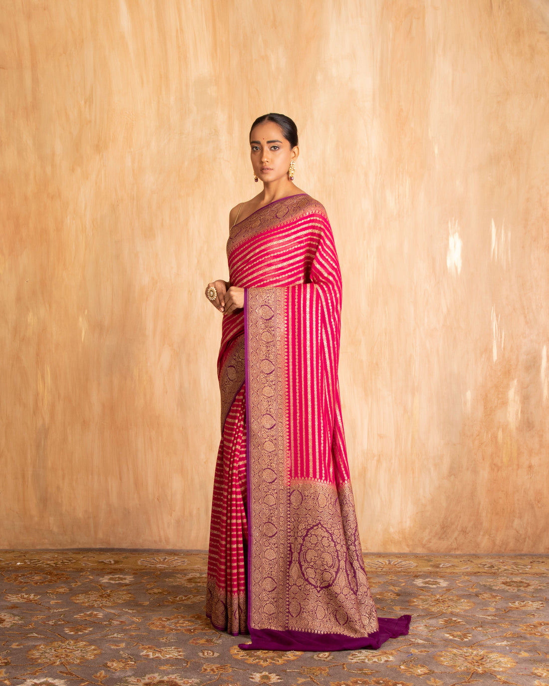 Nitya Zari Stripe Weave Saree Georgette