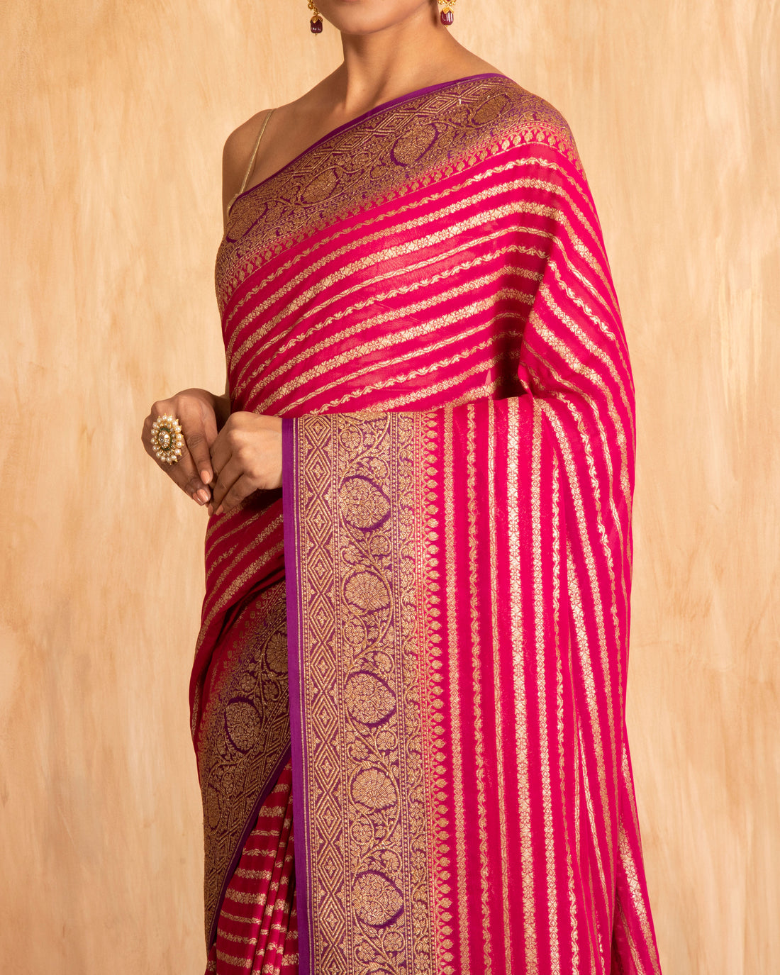 Nitya Zari Stripe Weave Saree Georgette