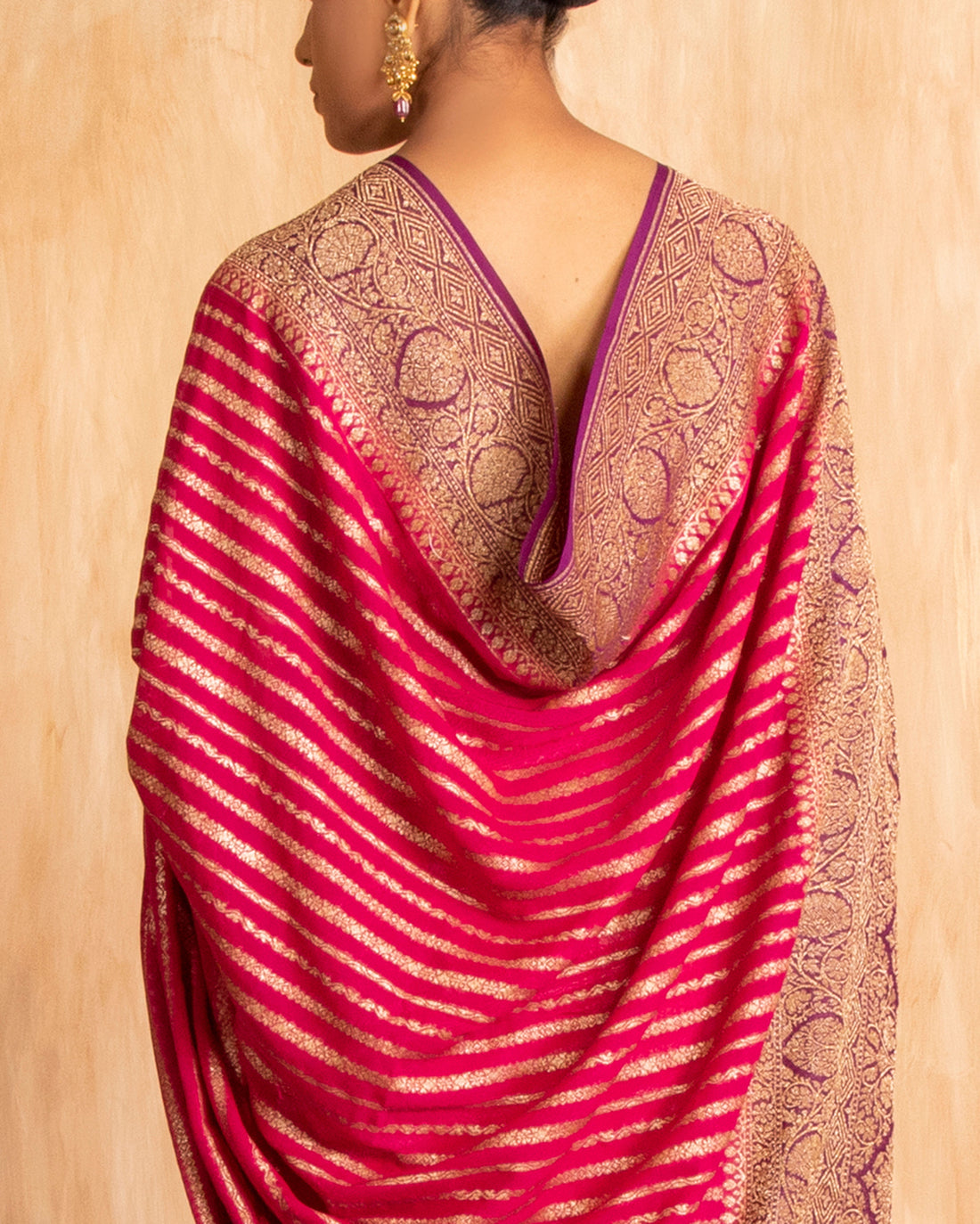 Nitya Zari Stripe Weave Saree Georgette