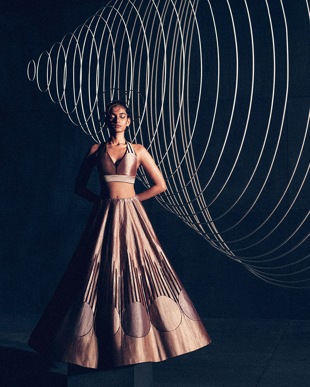 Jamiti Brown Pure Kora Lehenga