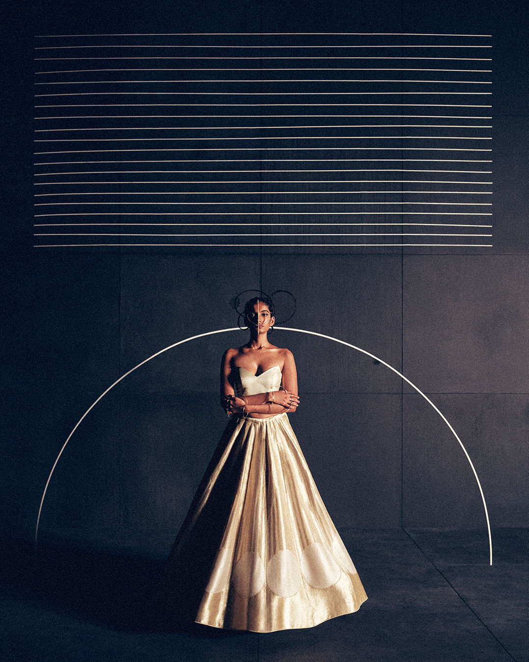 Jamiti Beige Kora Lehenga