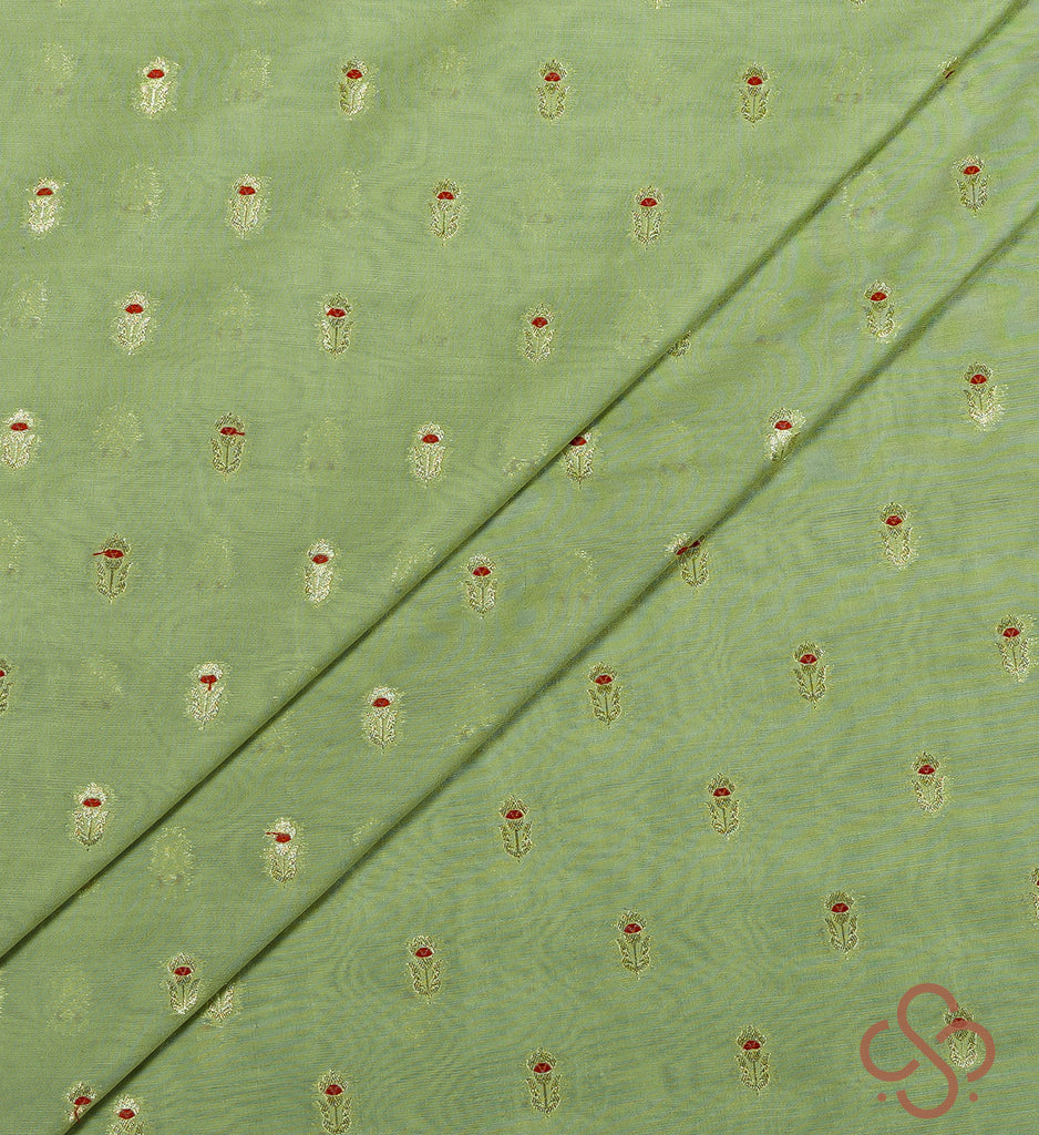 Floral Pistachio Cotton Silk
