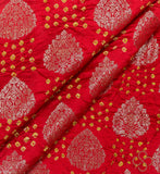 Red Bandhani Chiniya Silk