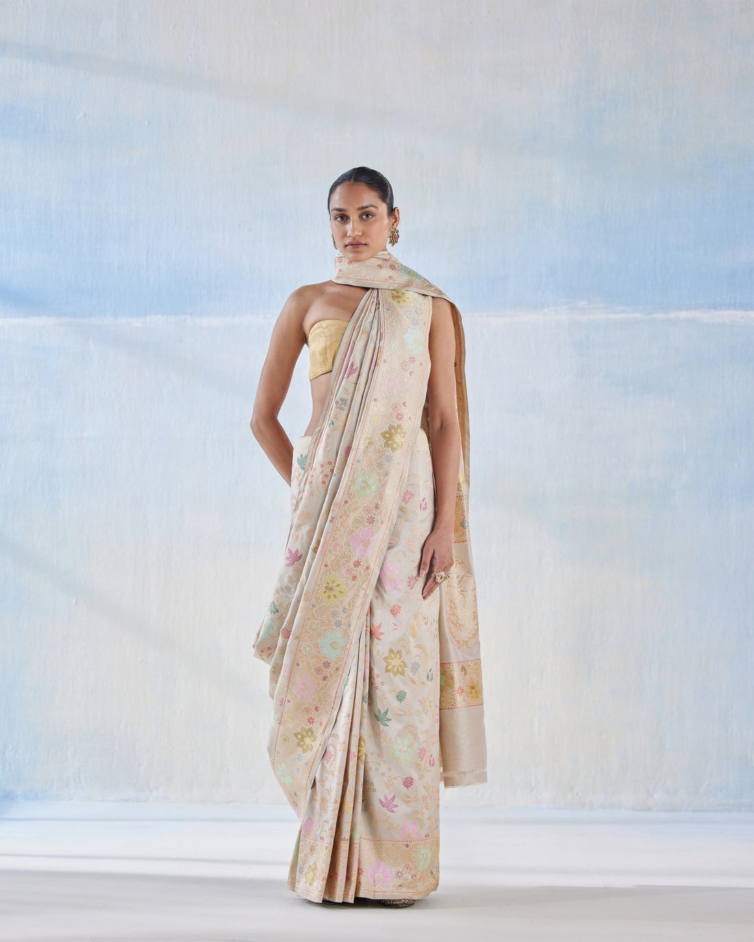 Multicoloured Real Zari Silk Saree