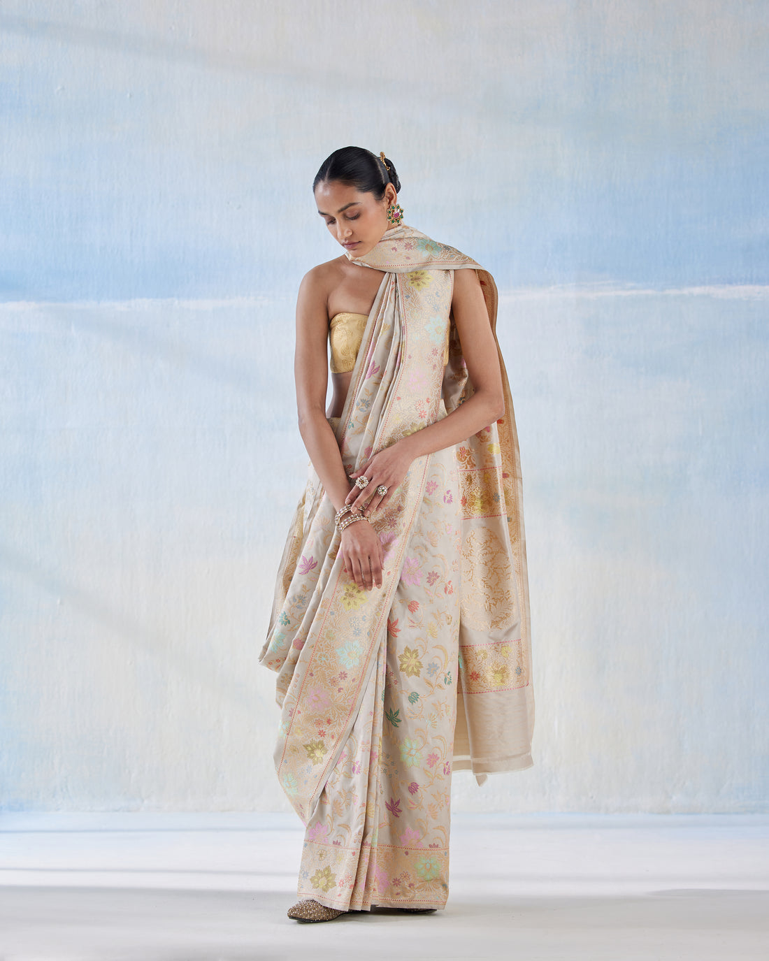 Multicoloured Real Zari Silk Saree