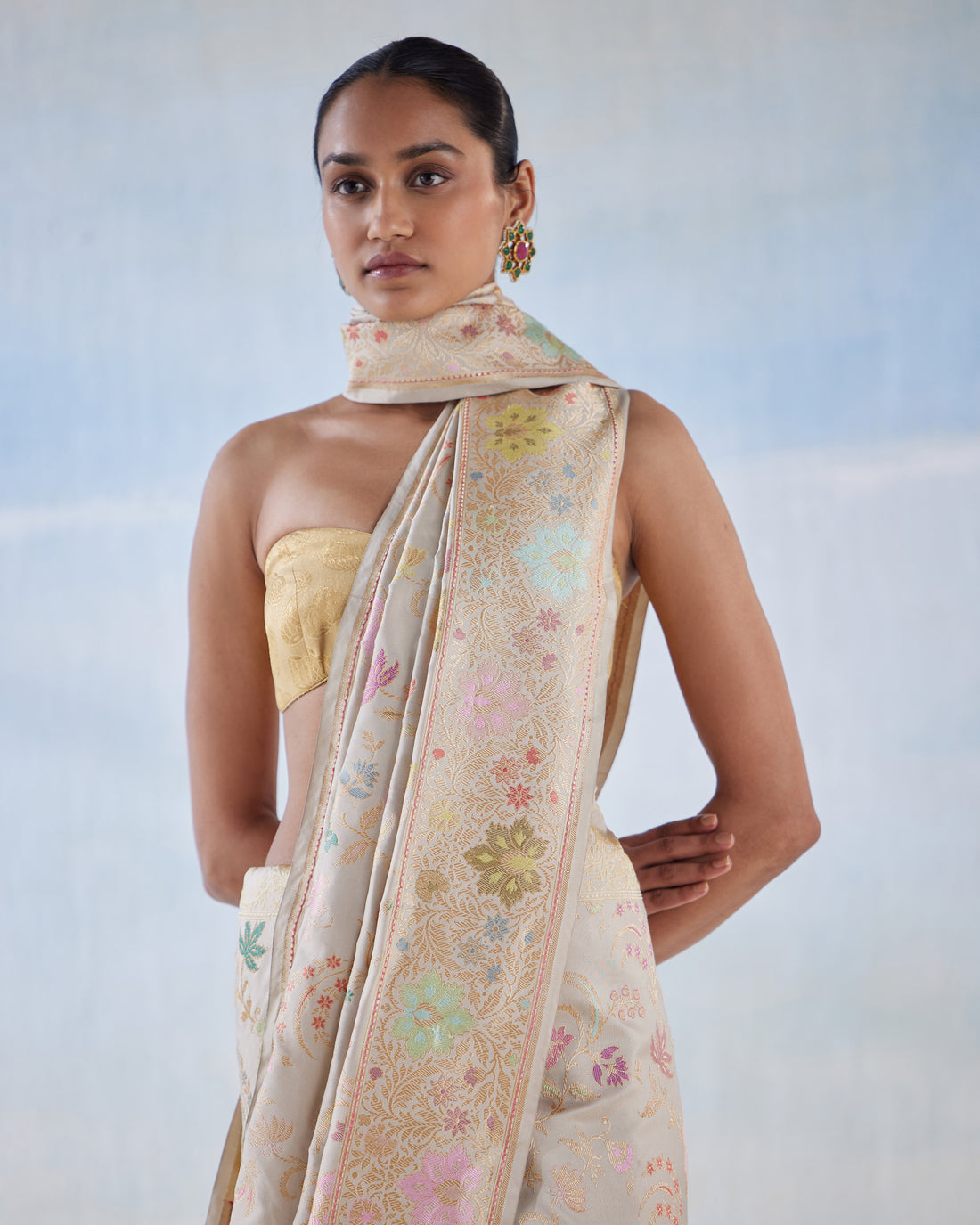 Multicoloured Real Zari Silk Saree