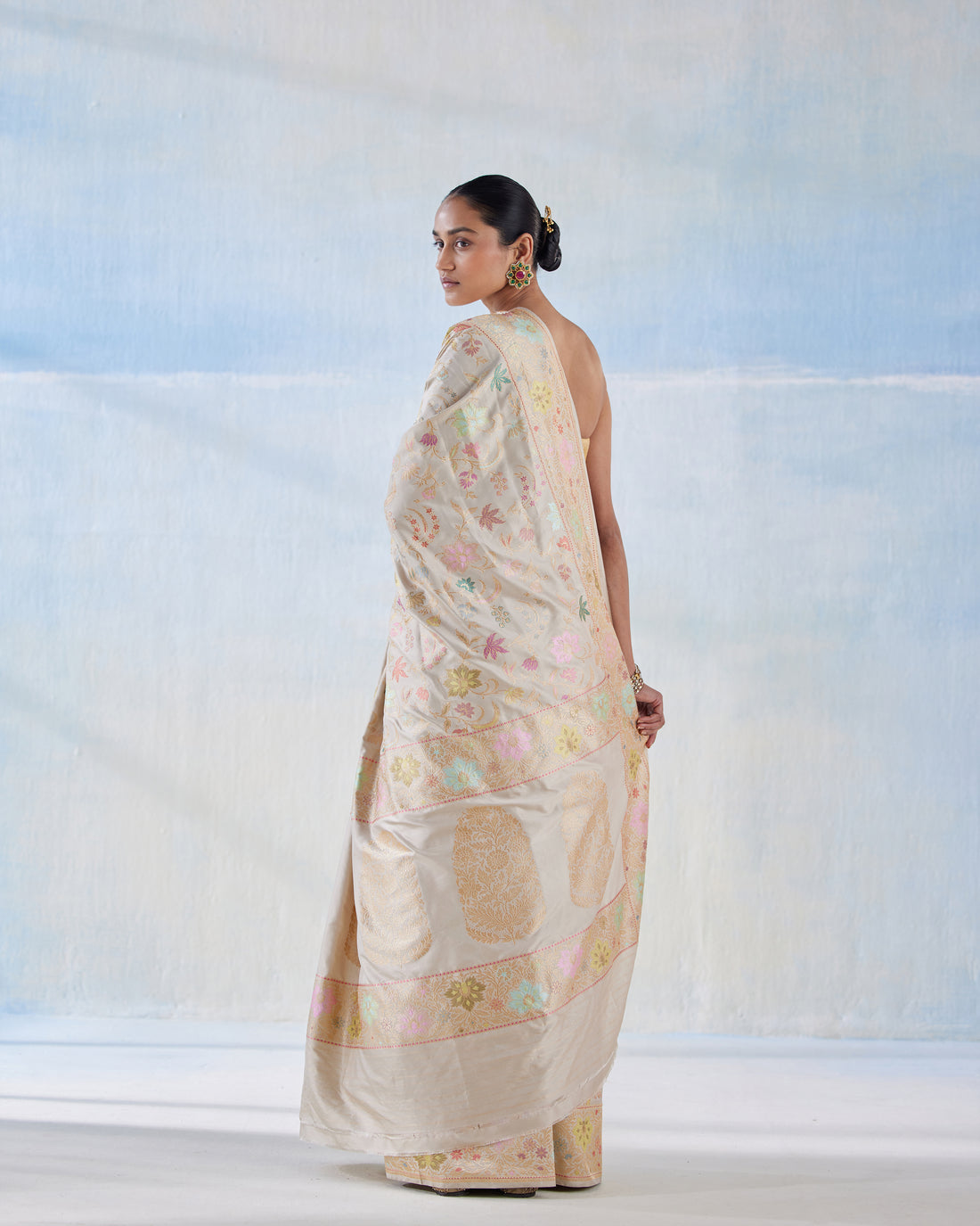 Multicoloured Real Zari Silk Saree