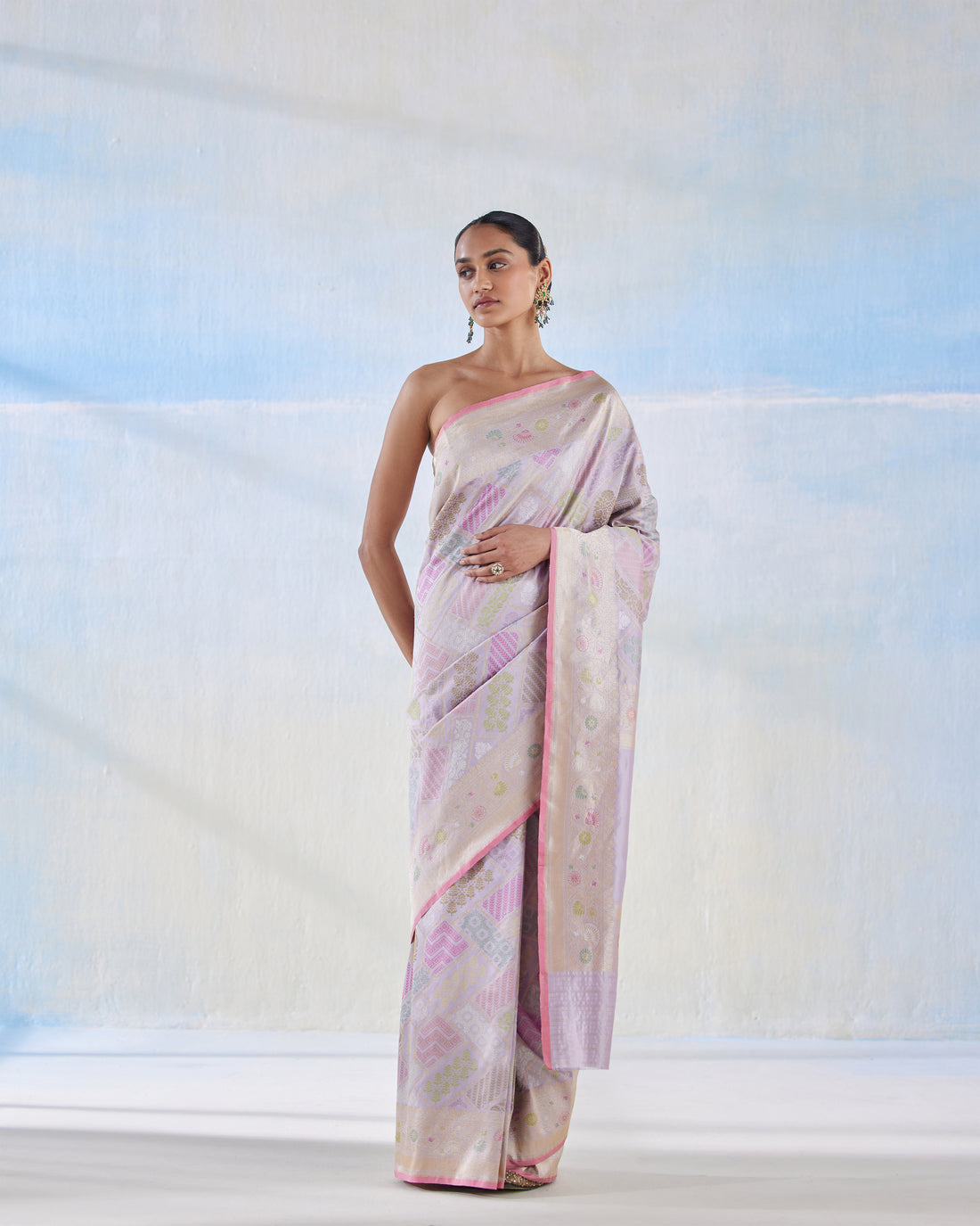 Lavender Real Zari Silk Saree