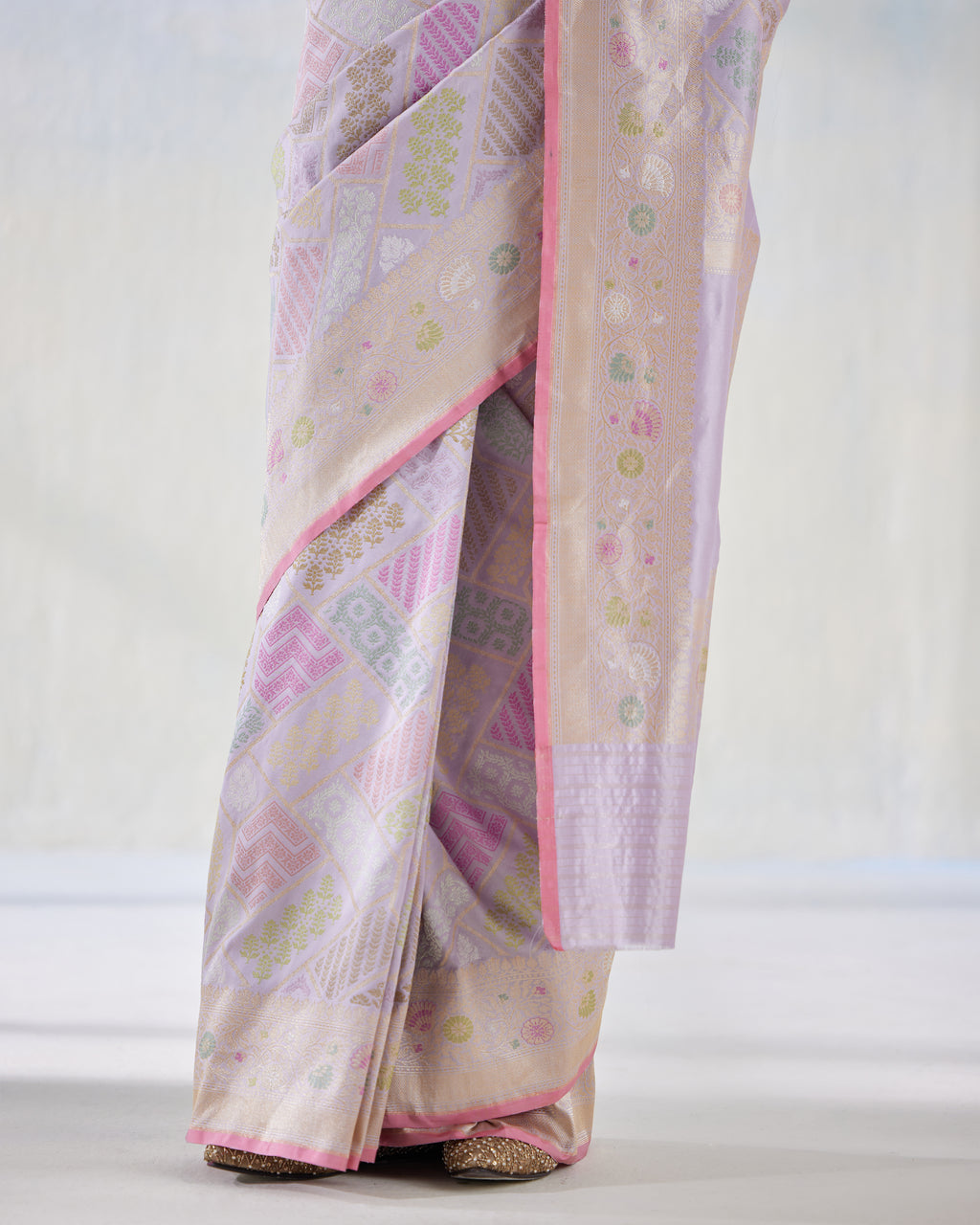 Lilac Luxe Real Zari Silk Saree