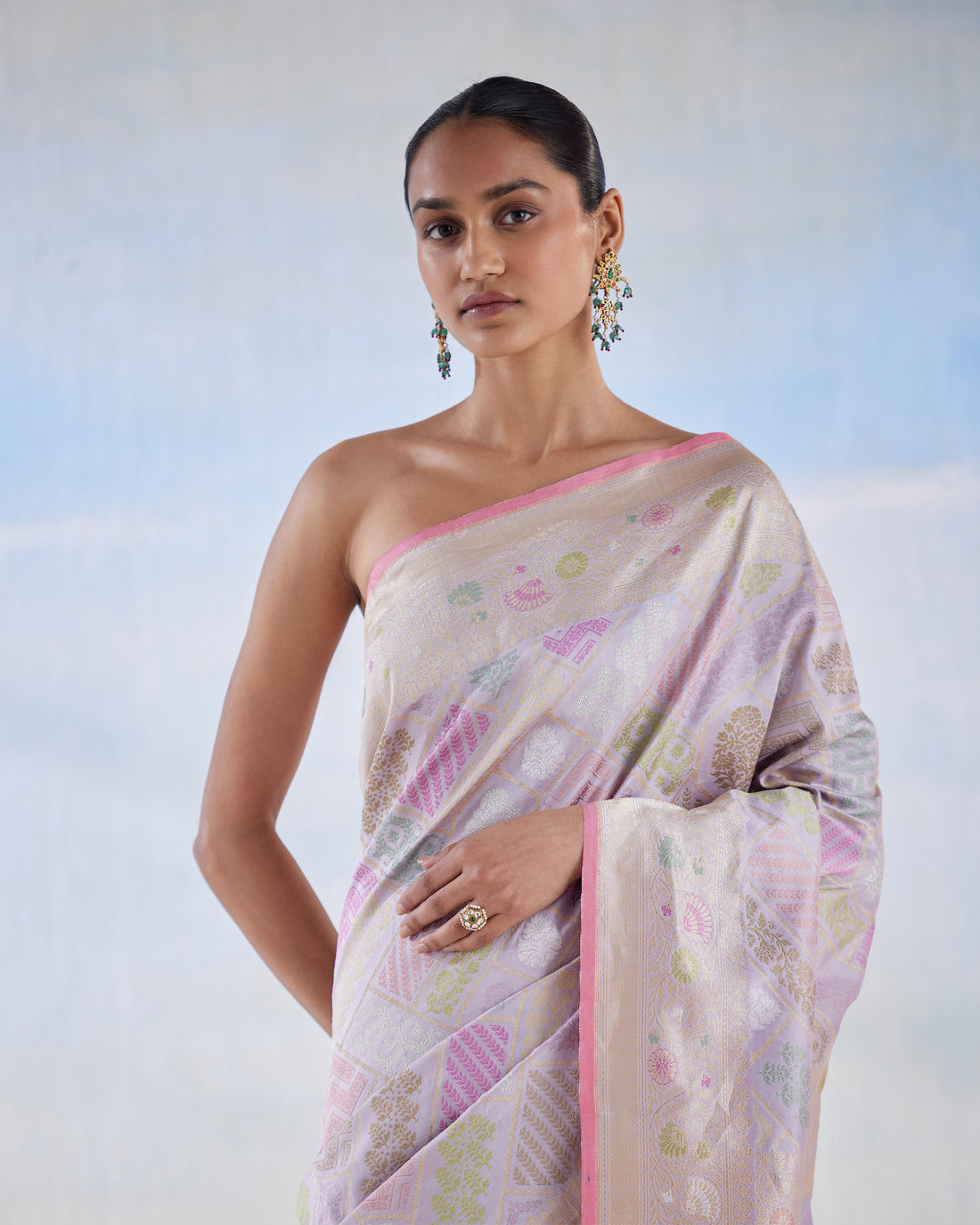 Lavender Real Zari Silk Saree