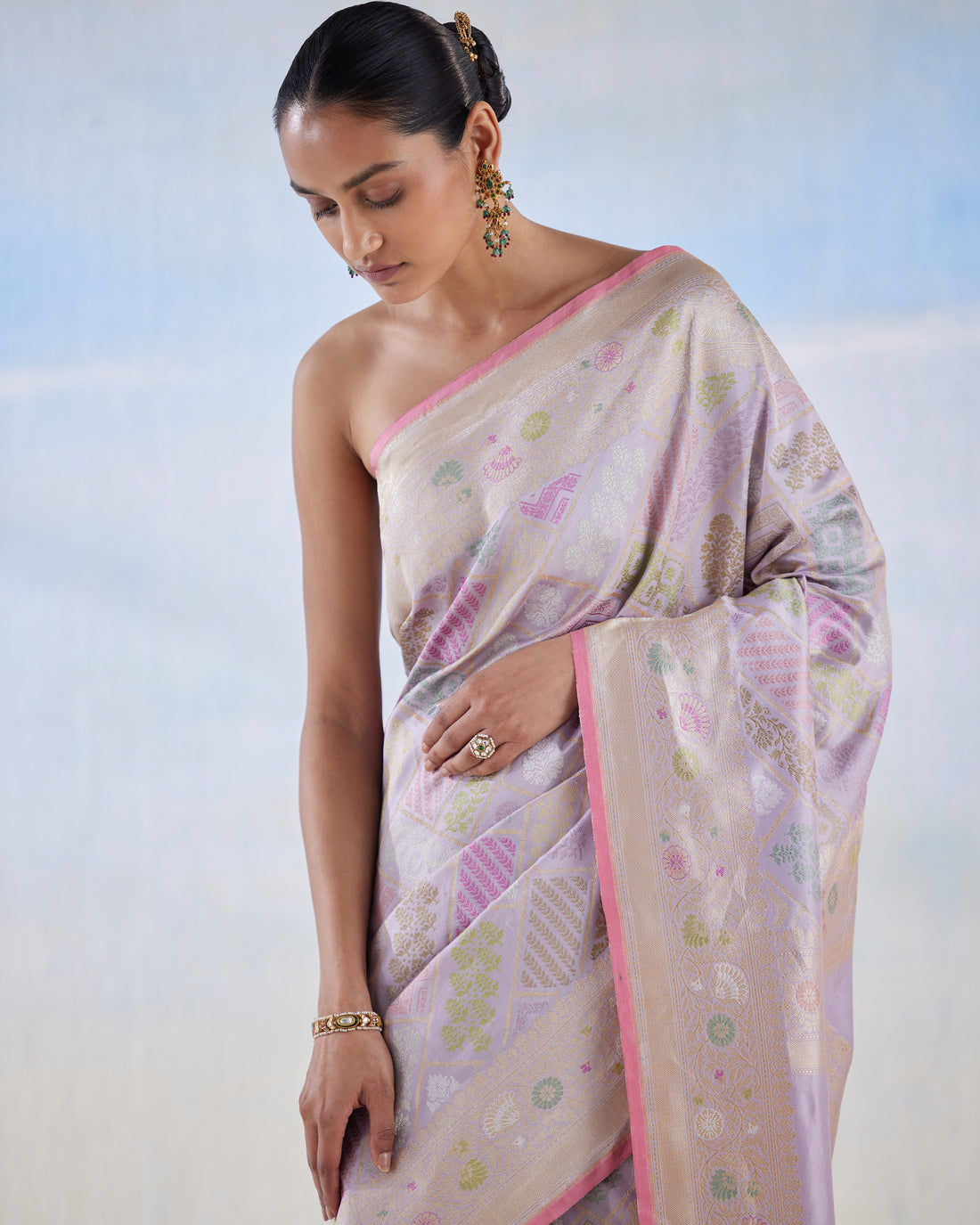 Lavender Real Zari Silk Saree