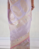 Lavender Real Zari Silk Saree