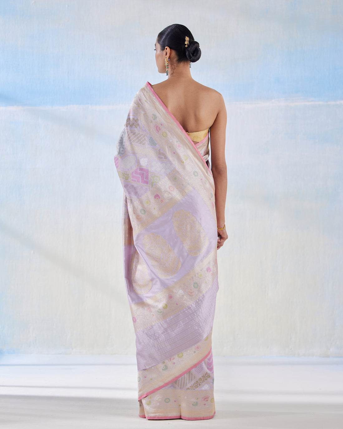 Lavender Real Zari Silk Saree