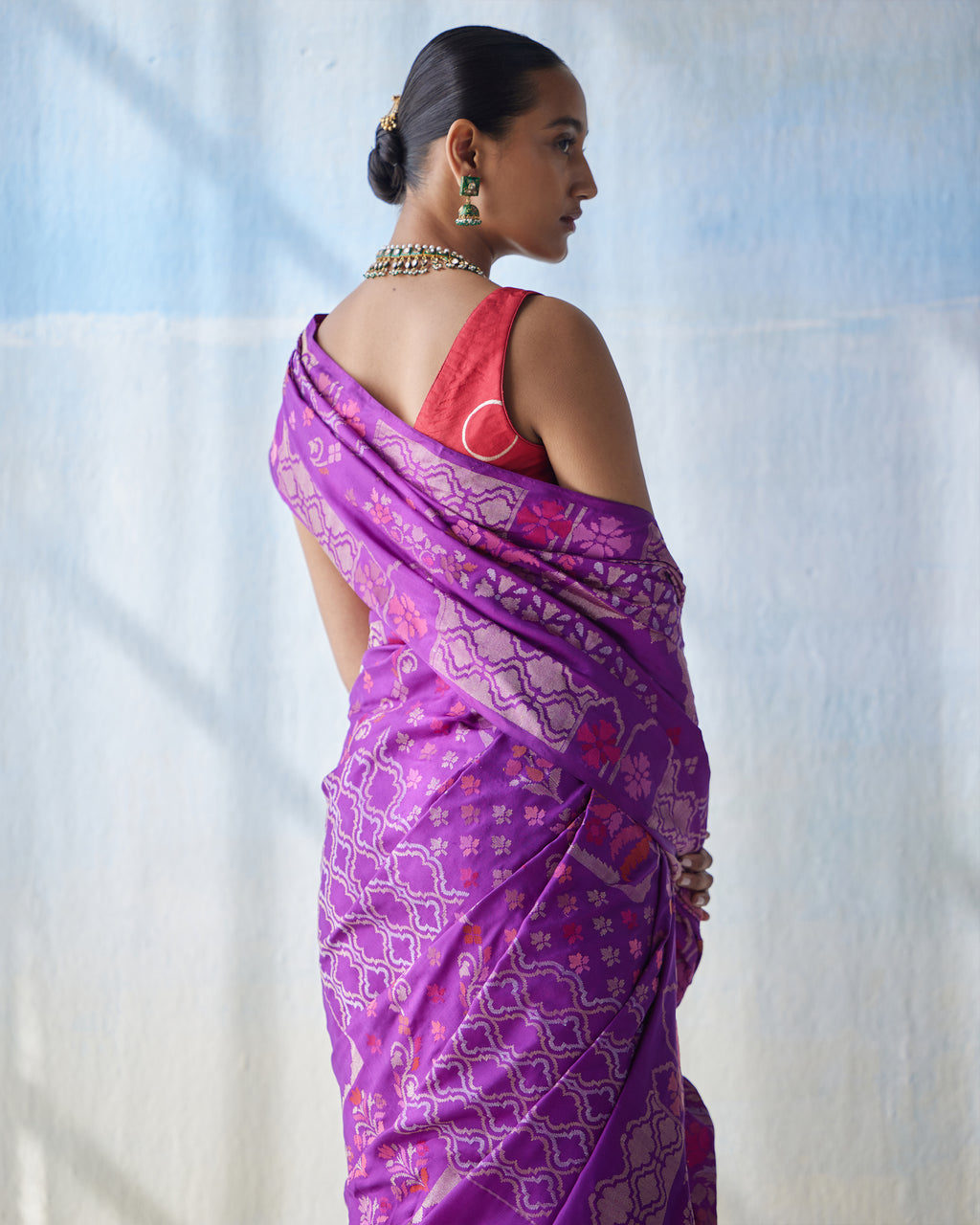 Plum Real Zari Ektara Saree