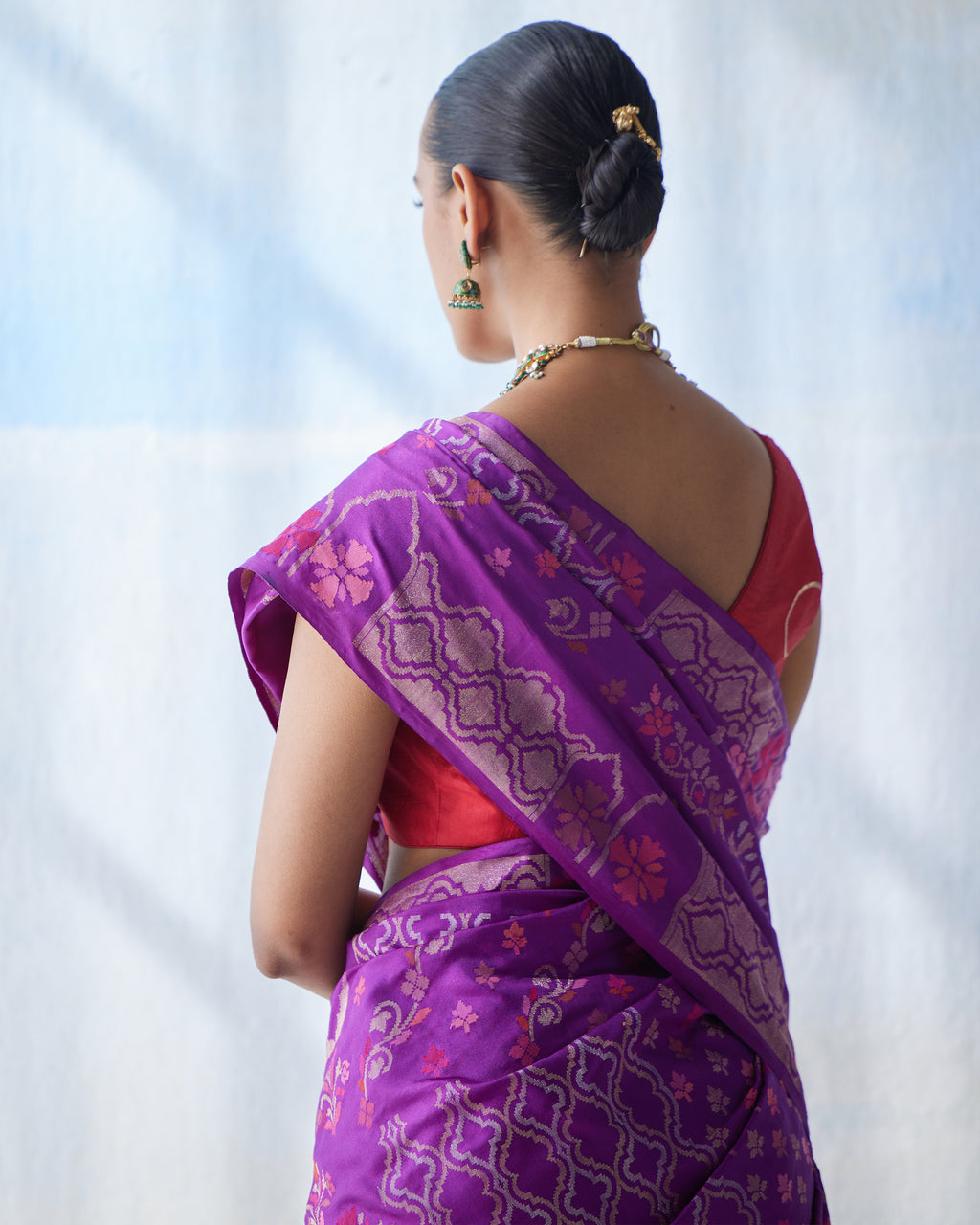 Plum Real Zari Ektara Saree