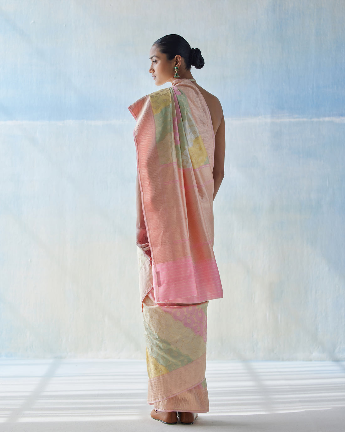 Real Zari pastel Rangkat Silk Saree