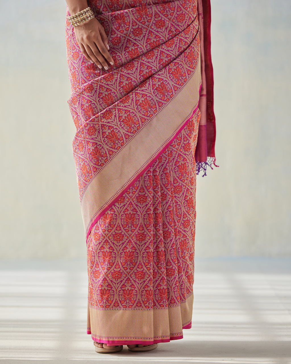 Real Zari Handwoven Khinkhwab Saree