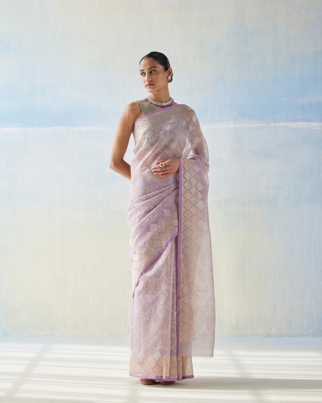 Real Zari Ektara Handwoven Organza Silk Saree