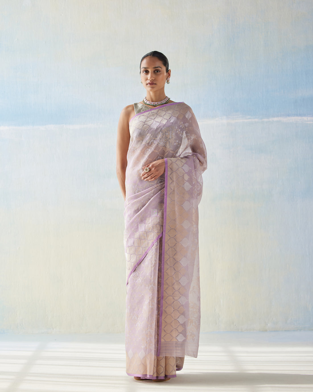 Real Zari Ektara Handwoven Organza Silk Saree
