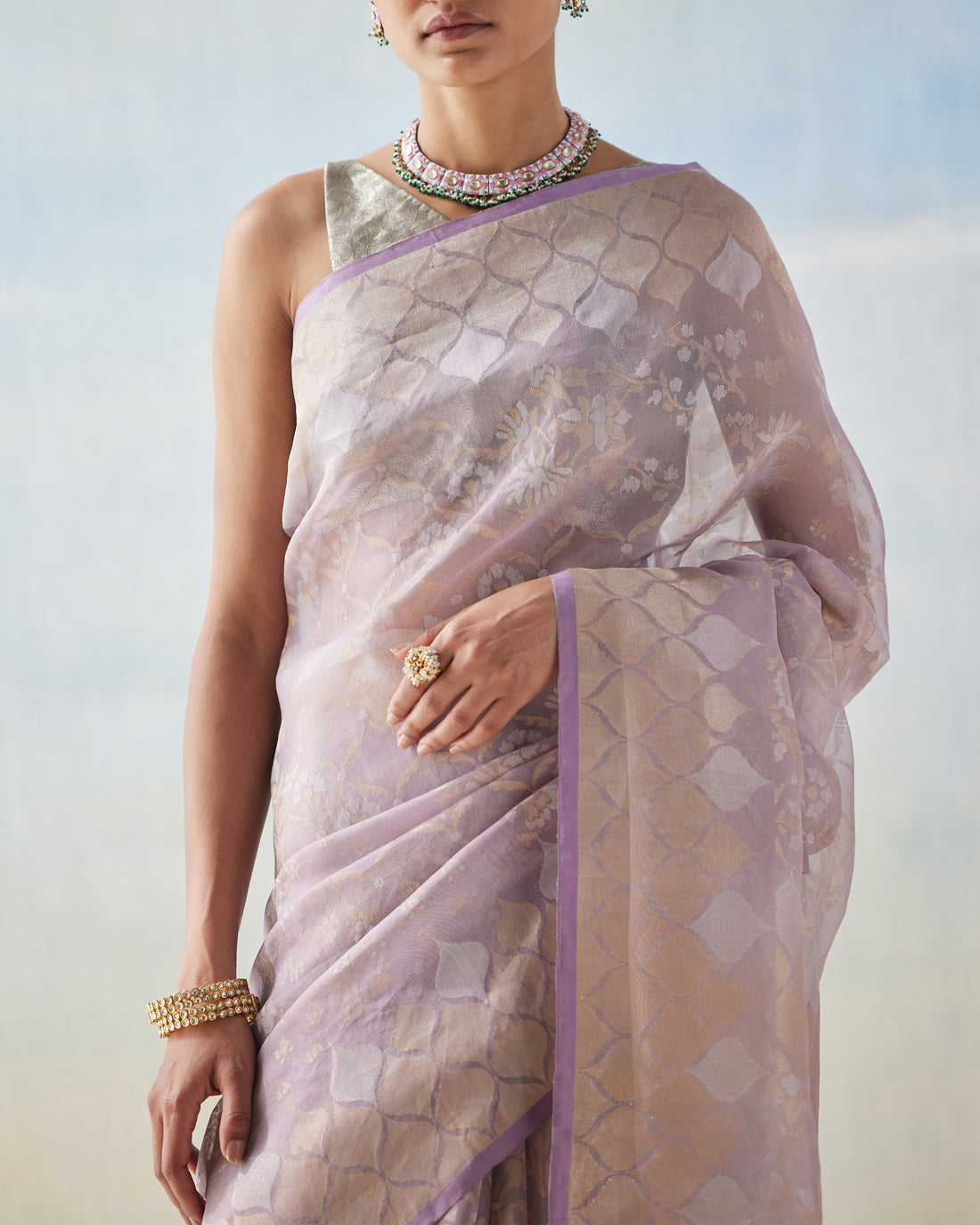 Real Zari Ektara Handwoven Organza Silk Saree