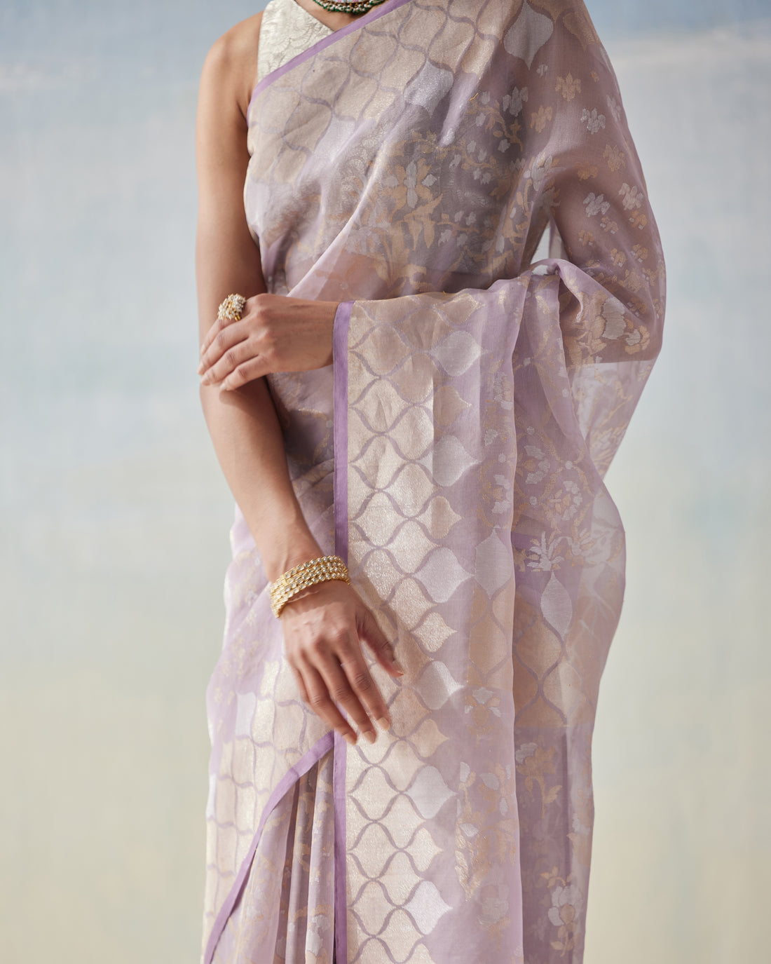 Real Zari Ektara Handwoven Organza Silk Saree