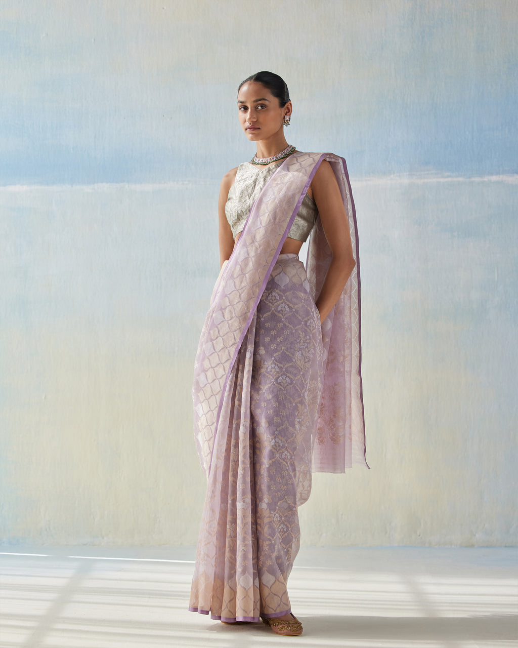 Real Zari Ektara Handwoven Organza Silk Saree