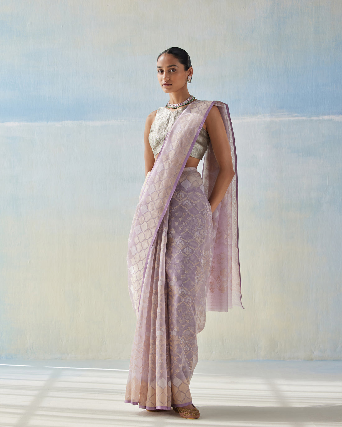 Real Zari Ektara Handwoven Organza Silk Saree
