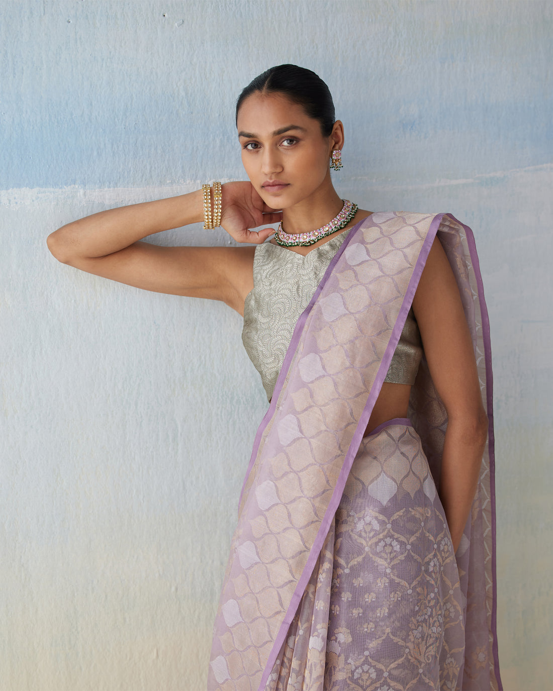Real Zari Ektara Handwoven Organza Silk Saree