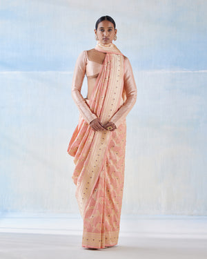 Candlelight Peach Tissue Silk Real Zari Saree